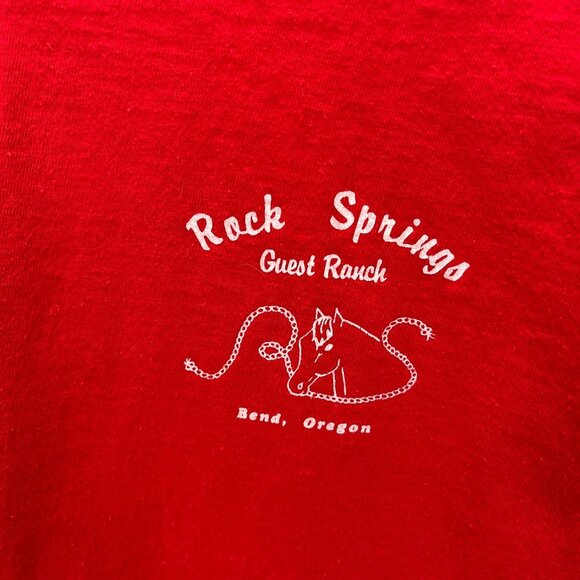 Vintage Rock Springs Guest Ranch Red T-Shirt Womens Small Hanes Beefy USA - Picture 5 of 16
